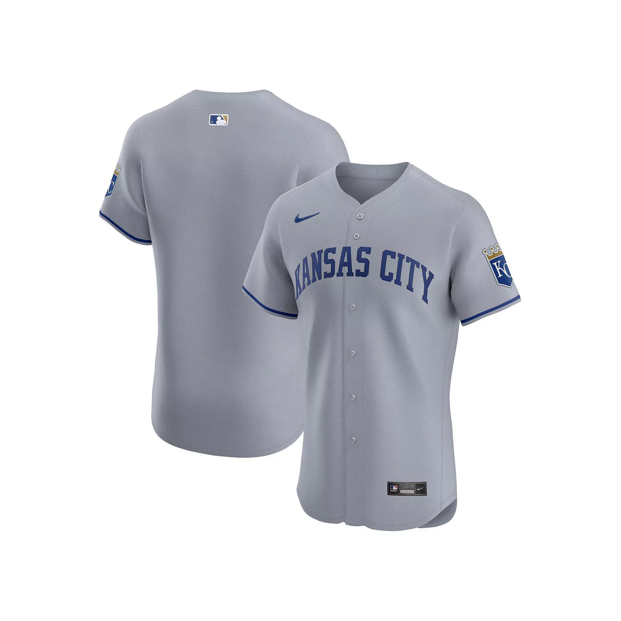 Men's Nike Gray Kansas City Royals Road Vapor Premier Elite Patch Jersey, Size: 48, Grey Product Image