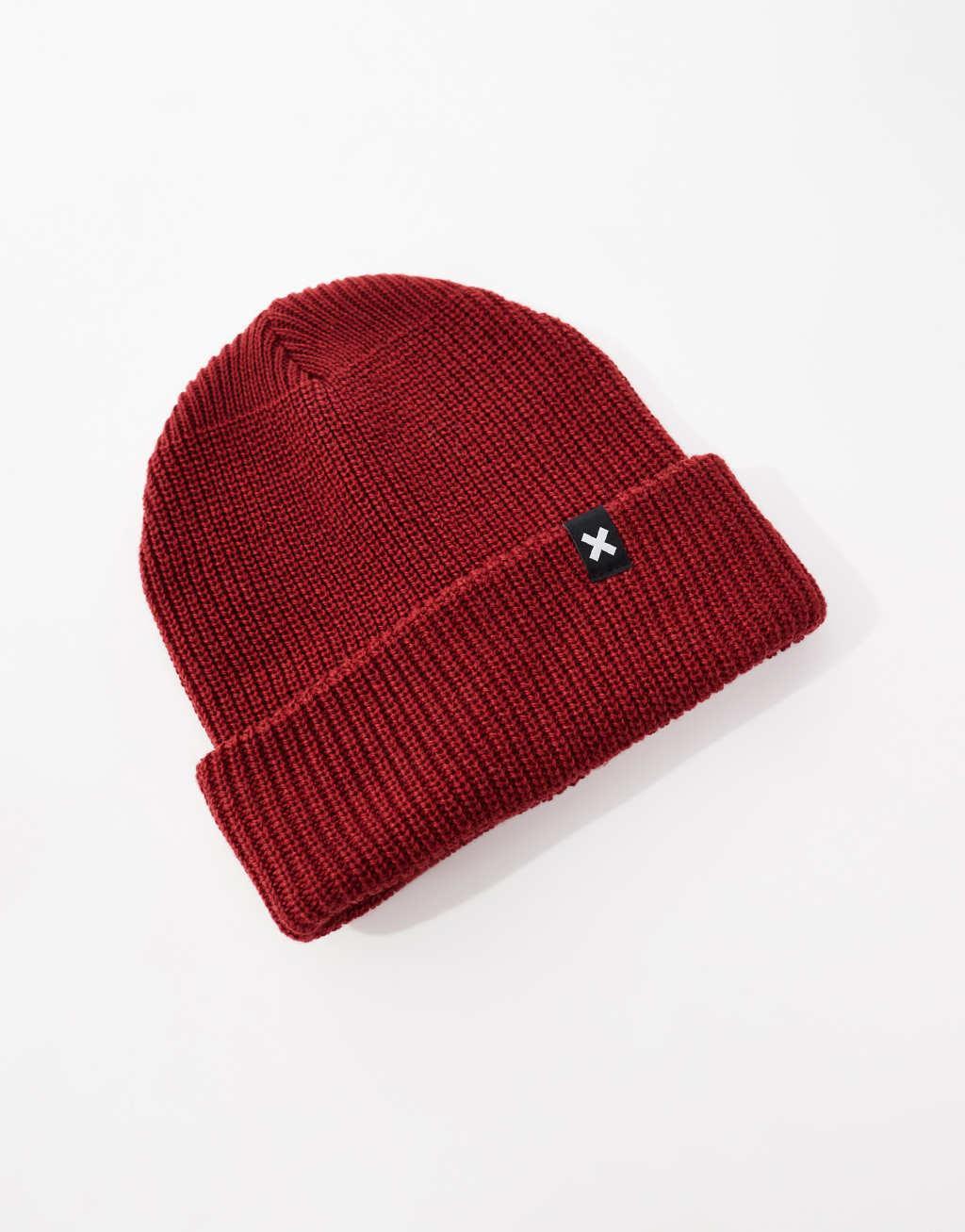 COLLUSION logo beanie in dark red Product Image