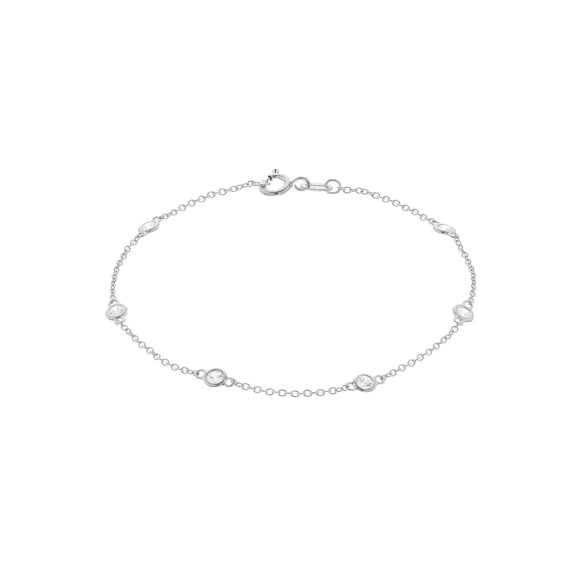 Rosabella Sterling Silver Cubic Zirconia Station Bracelet, Women's, Size: 7" Product Image