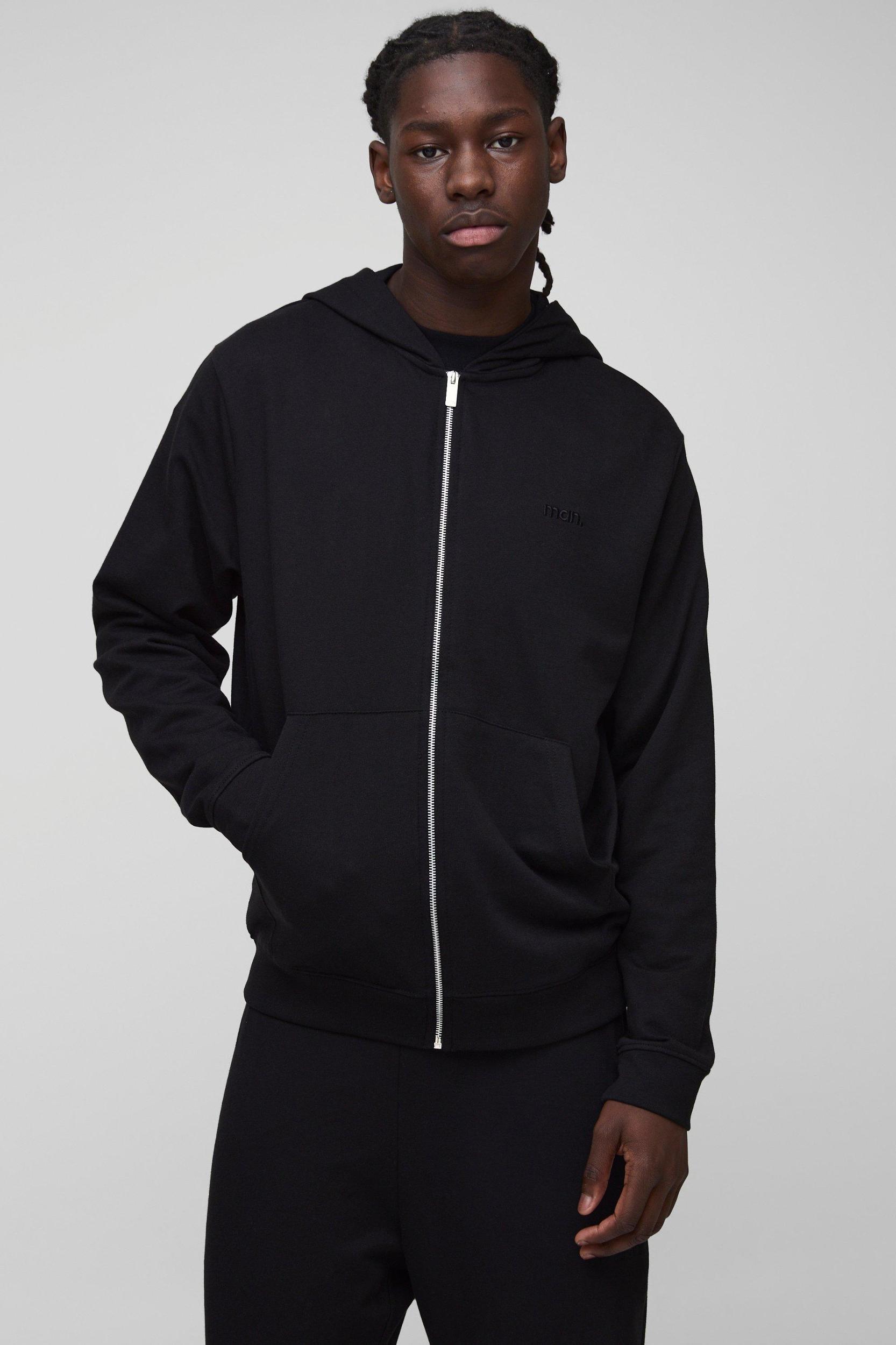 260GSM Loopback Basic Regular Fit MAN. Zip Through Hoodie and Straight Leg Sweatpants Set | boohooMAN USA Product Image