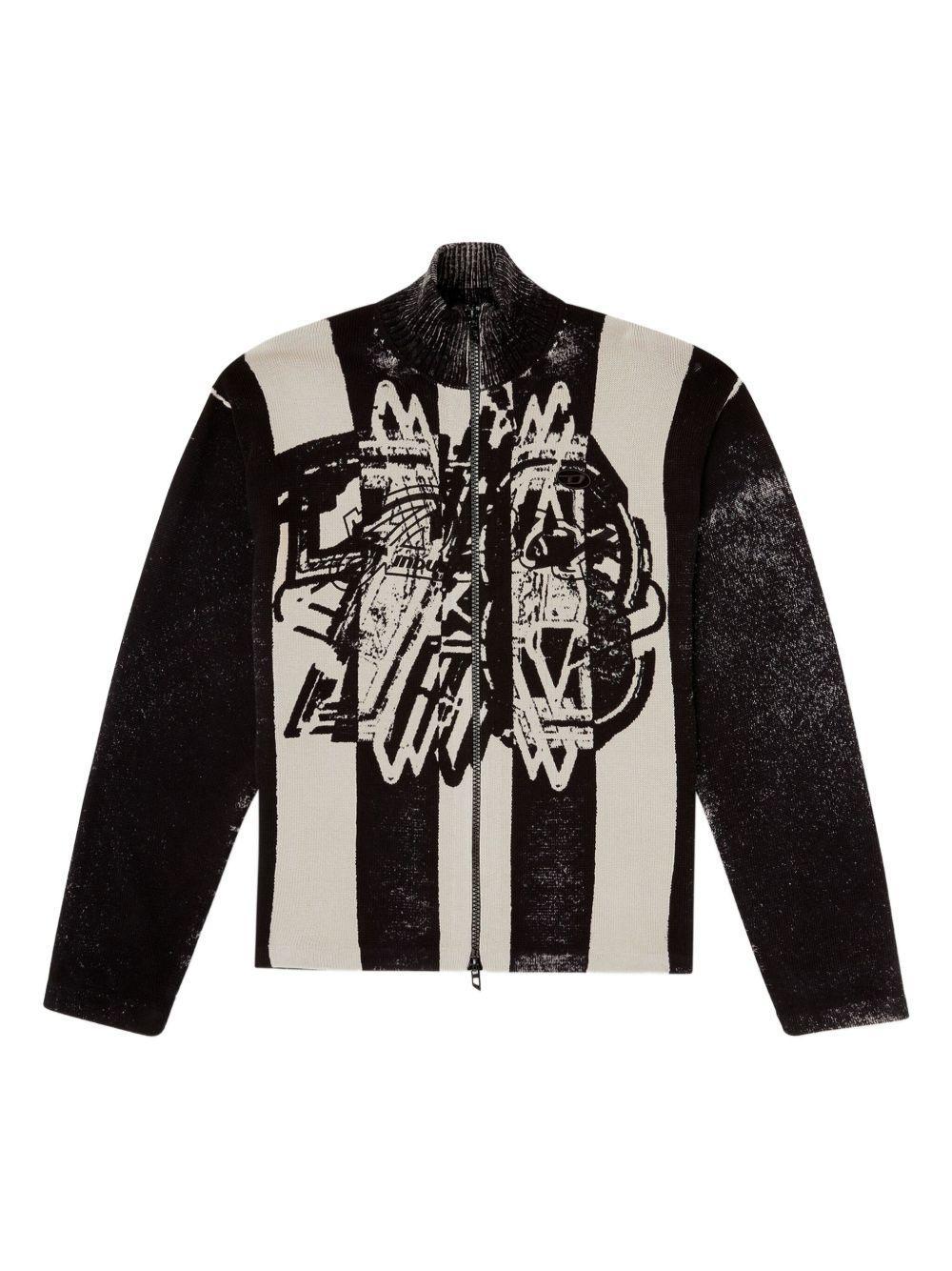 striped zip-up bomber jacket Product Image