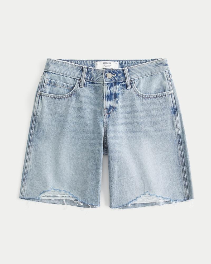Curvy Low-Rise Washed Black Baggy Jort Product Image