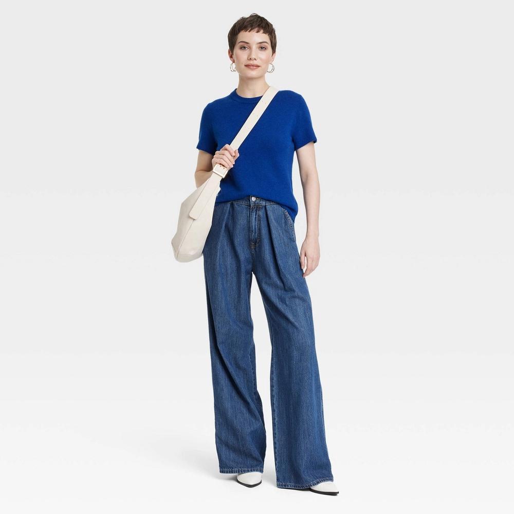 Women's Crewneck Pullover Sweater - Universal Thread™ Blue XL: Recycled Polyester Blend, Midweight, Ribbed Cuffs & Hem Product Image