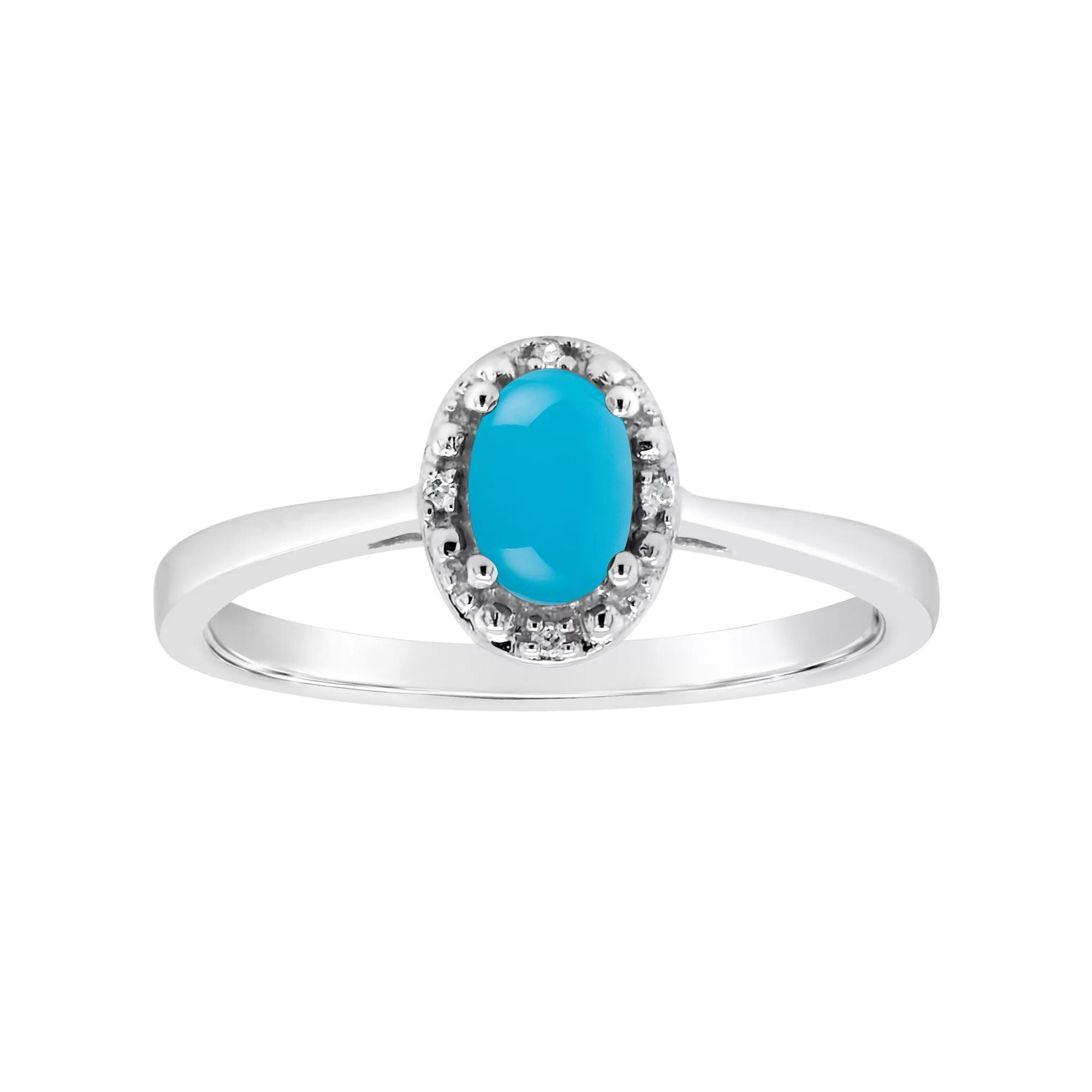 Celebration Gems Sterling Silver 6 mm x 4 mm Oval Onyx & Diamond Accent Halo Ring, Women's Product Image