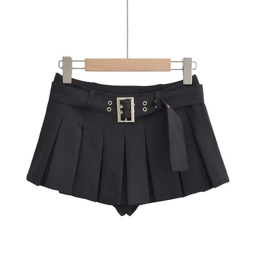 Low Rise Plain Pleated Skort Product Image