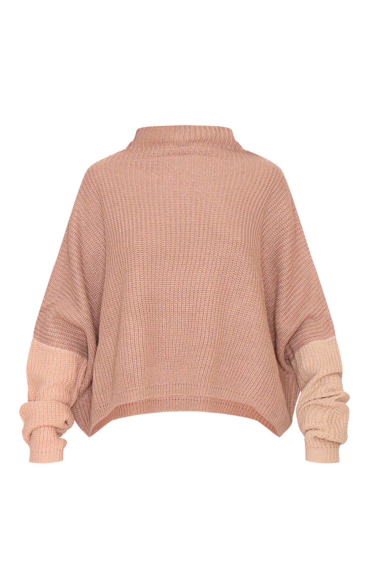 Stone Oversized Color Block Sweater Product Image