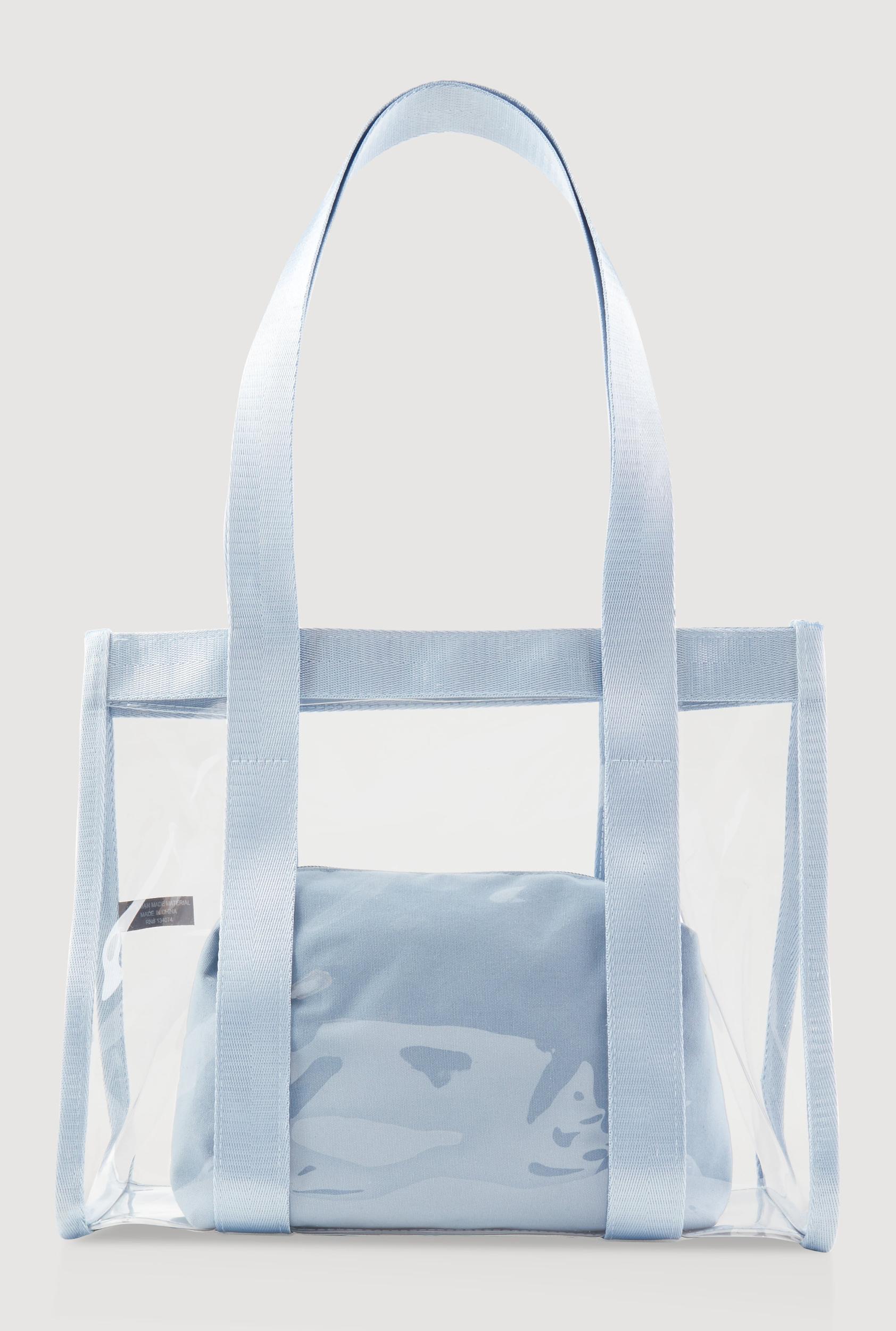 Contrast Trim Clear Tote Bag with Pouch Female Product Image