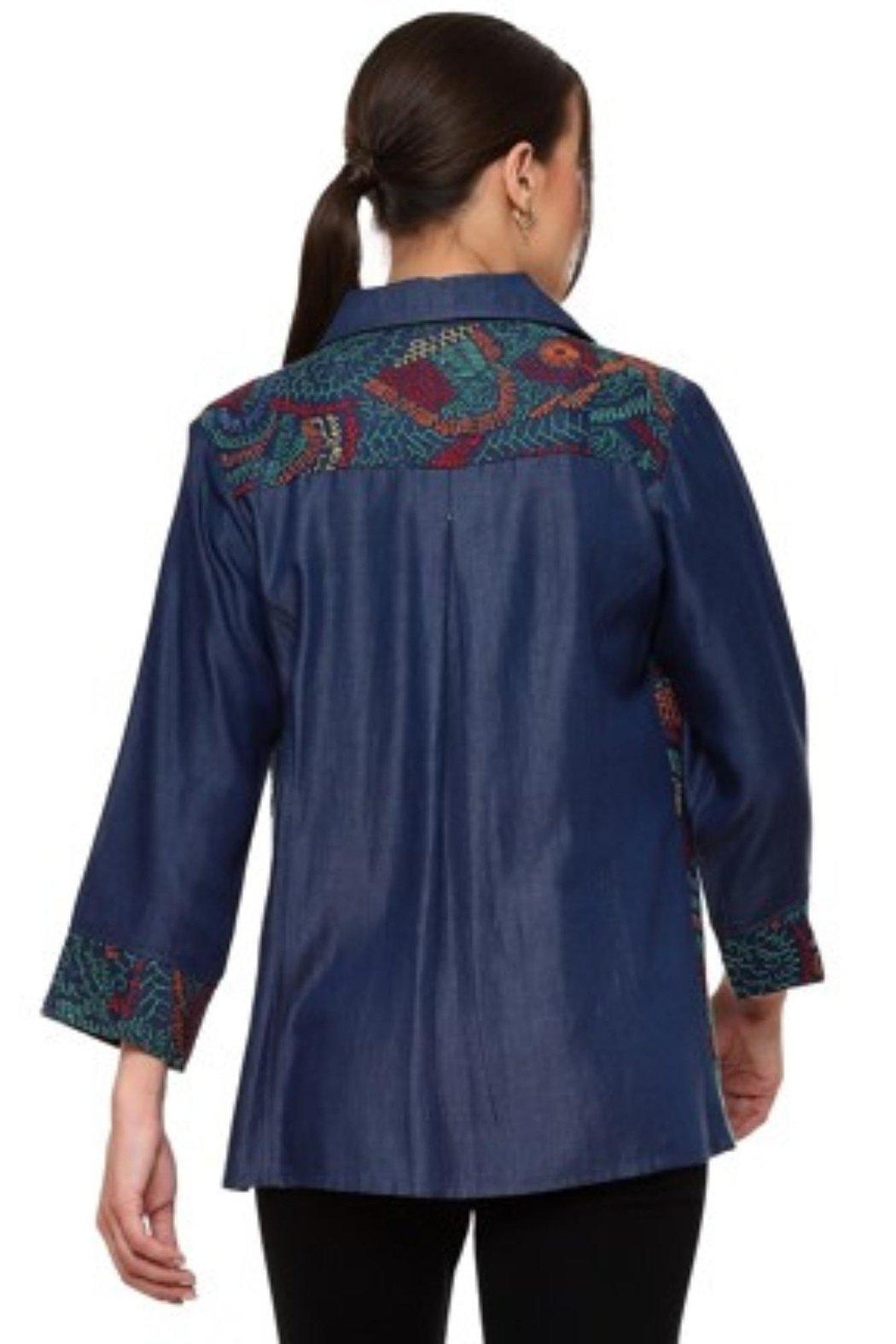Denim Embroidered Shirt Product Image