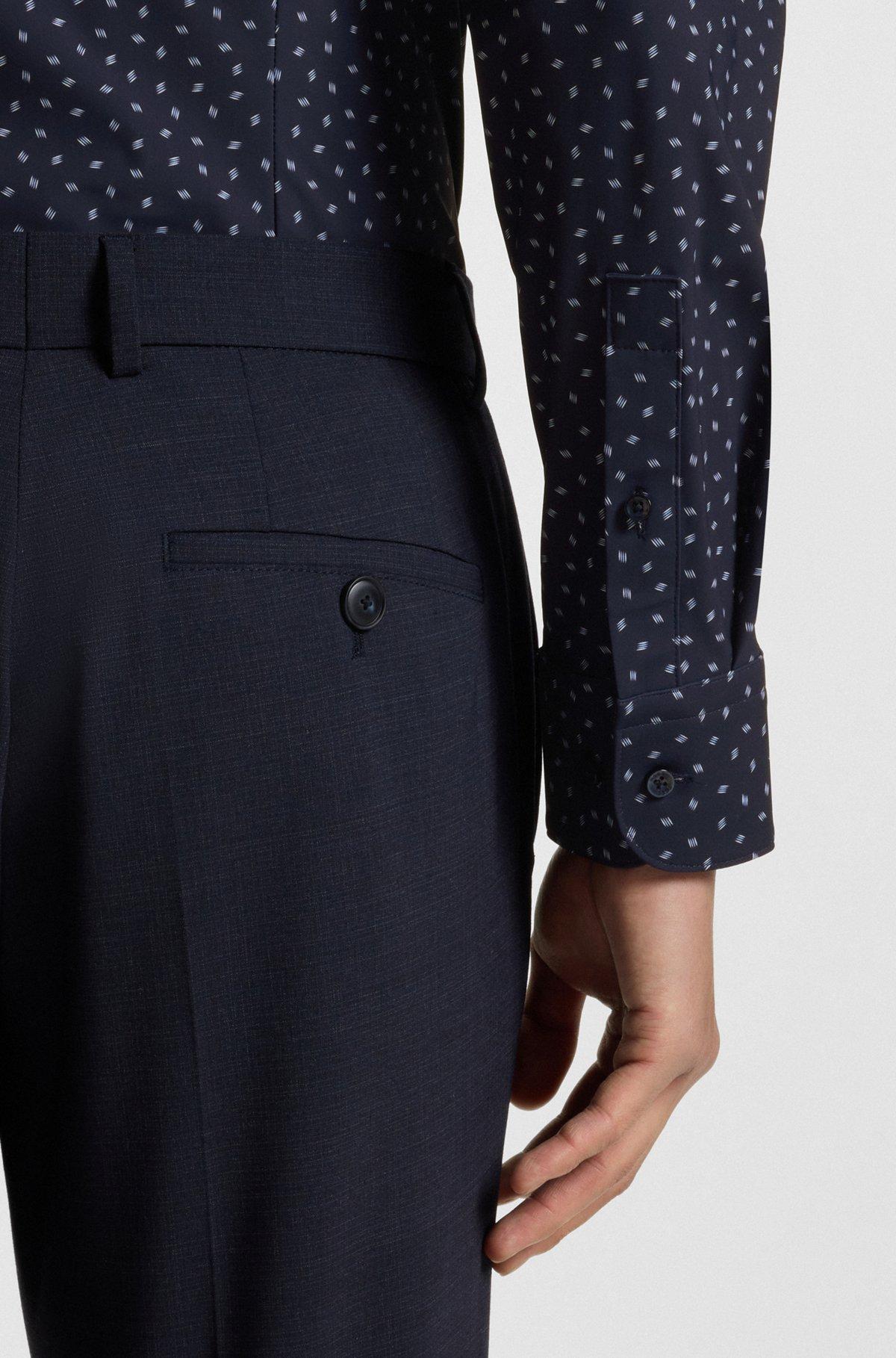 BOSS - Slim-fit shirt in printed performance-stretch jersey - Dark Blue Product Image