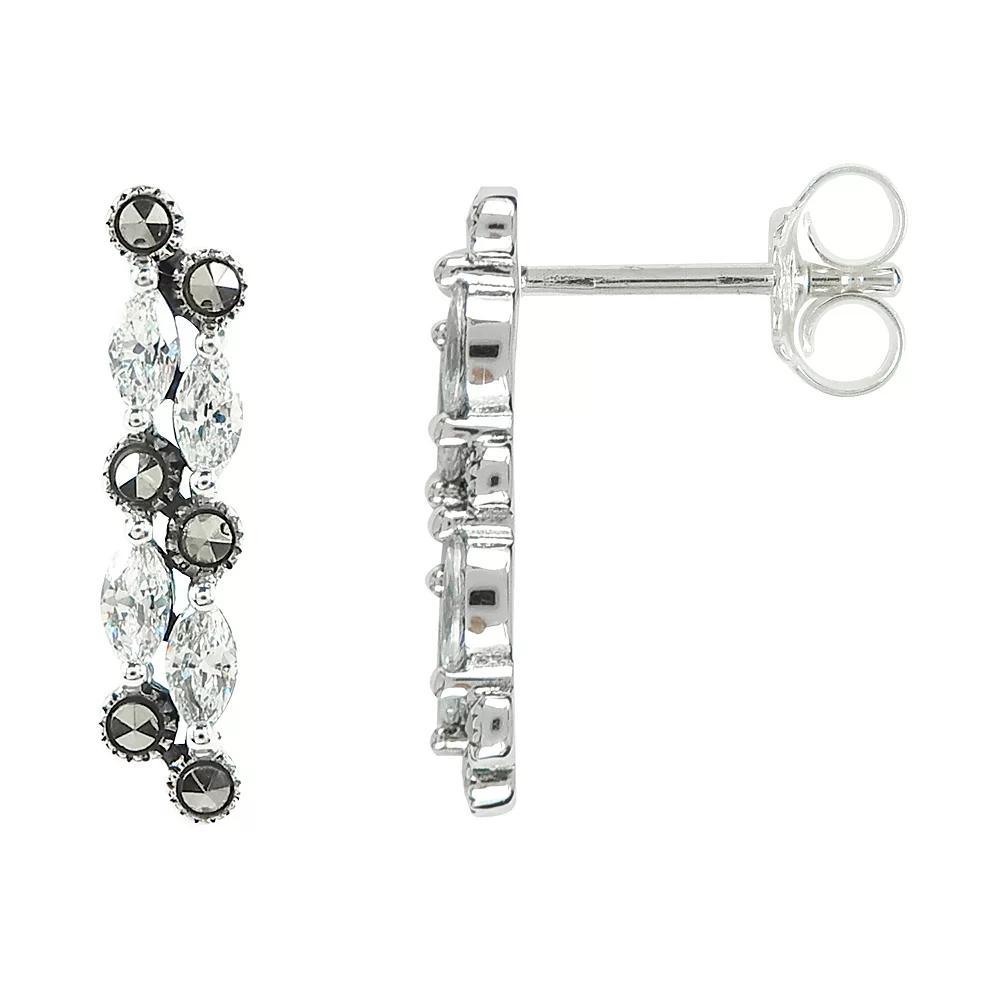 Lavish by TJM Sterling Silver Cubic Zirconia & Marcasite Waterfall Stud Earrings, Women's Product Image