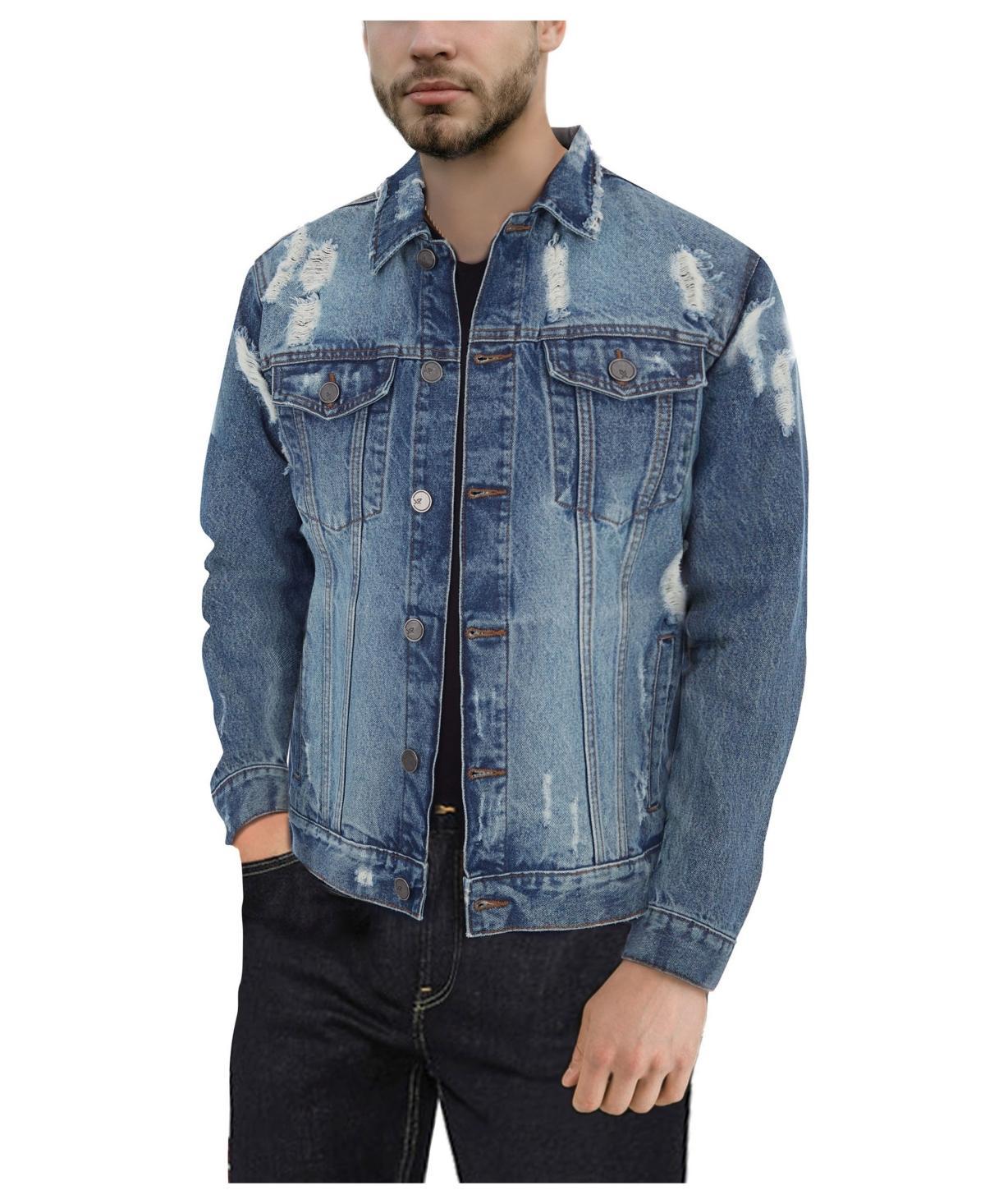 Men's Xray Washed Ripped Denim Jacket, Size: XL, White Product Image