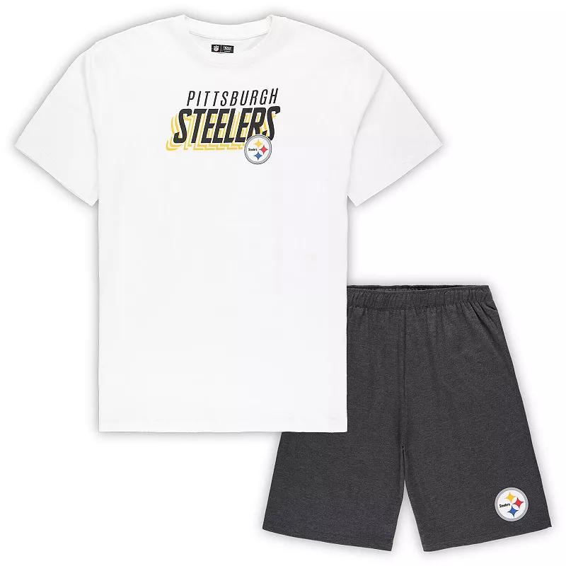 Mens Concepts Sport /Charcoal Pittsburgh Steelers Big & Tall T-Shirt and Shorts Set Product Image