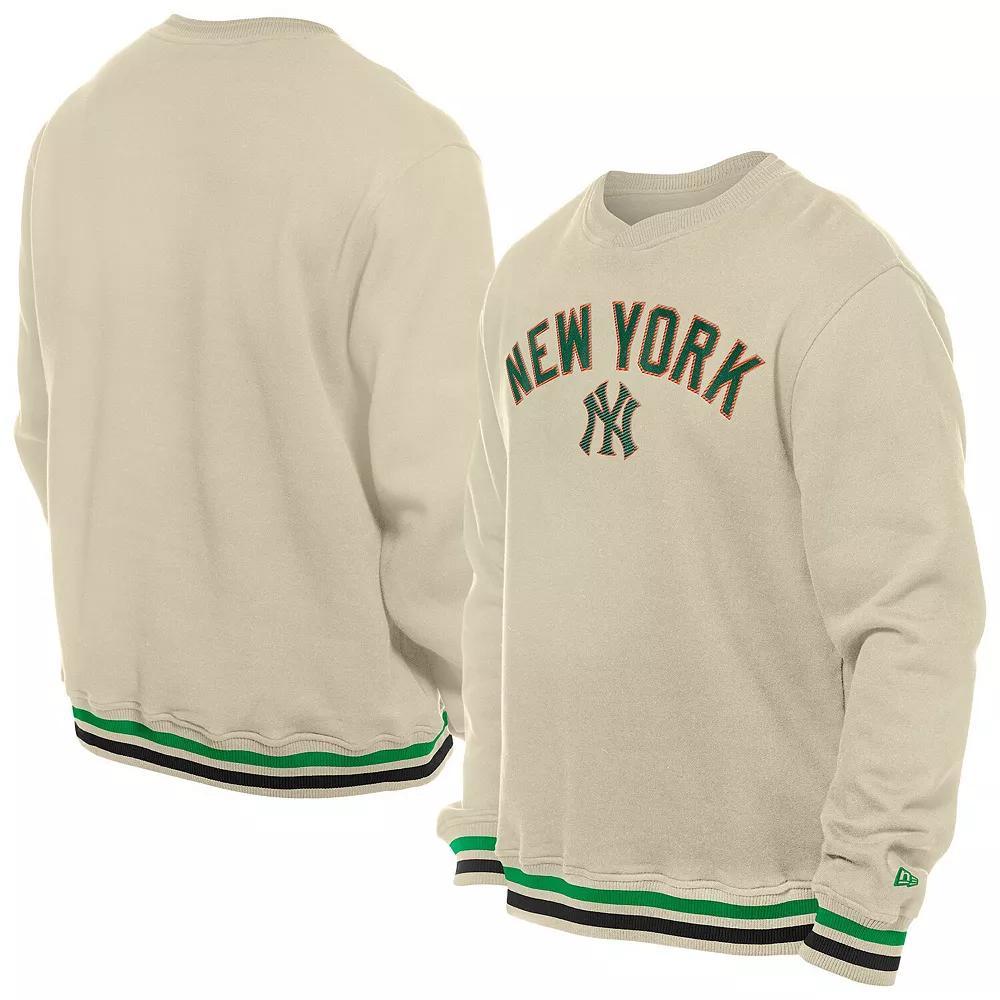 Men's New Era  Cream New York Yankees St. Patrick's Day Twill Pullover Sweatshirt, Size: Large, Beige Product Image