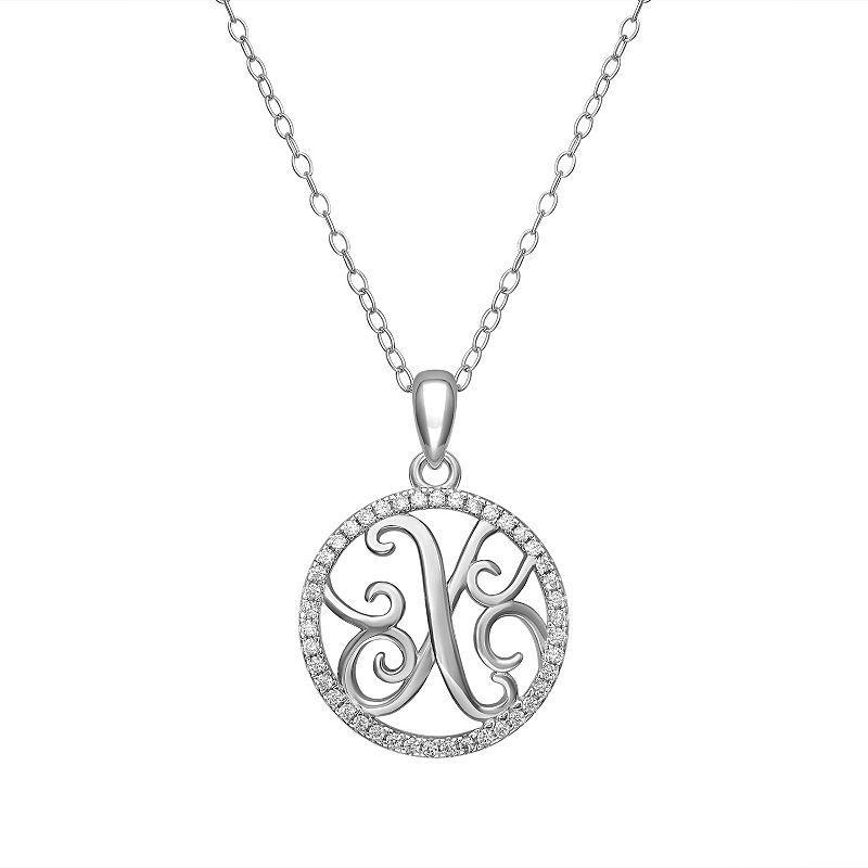 PRIMROSE Sterling Silver Cubic Zirconia Initial Pendant Necklace, Women's, Size: 18" Product Image