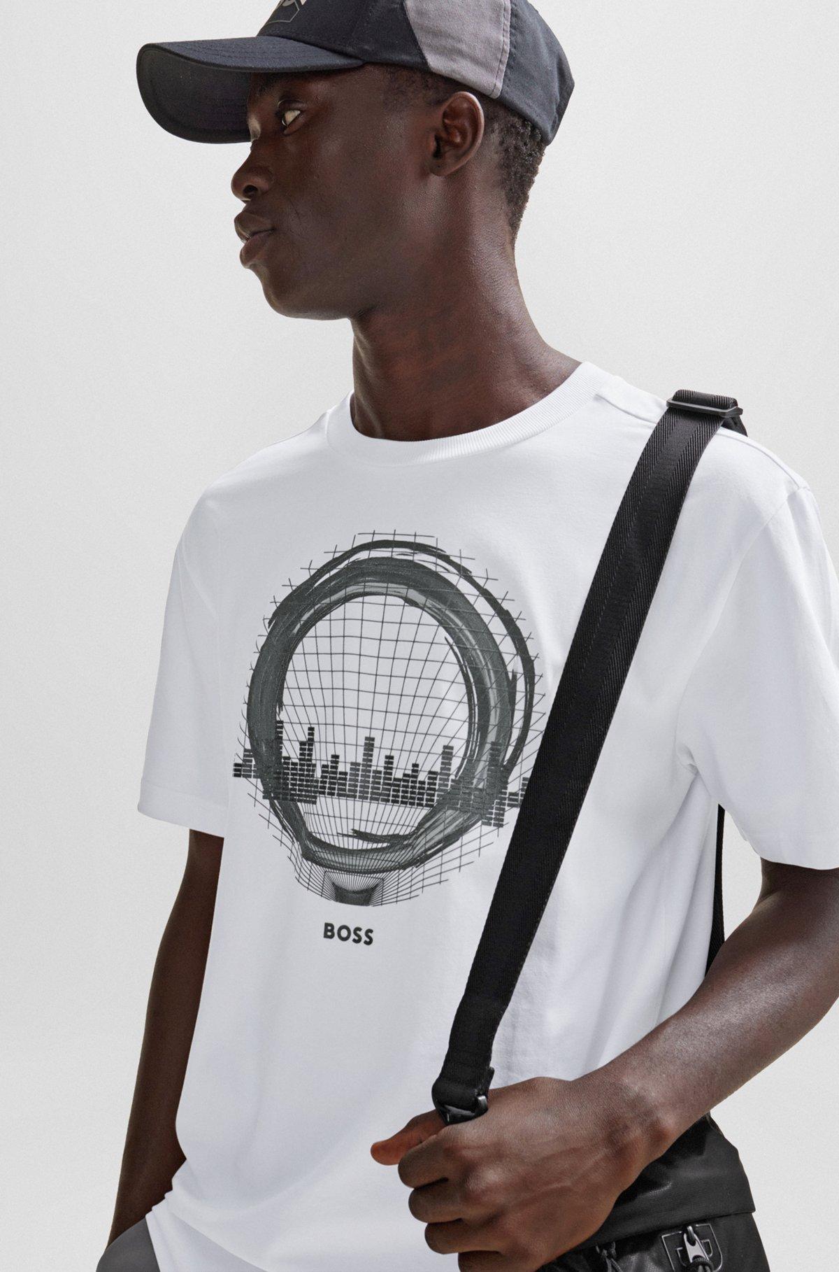 Stretch-cotton regular-fit T-shirt with seasonal artwork Product Image