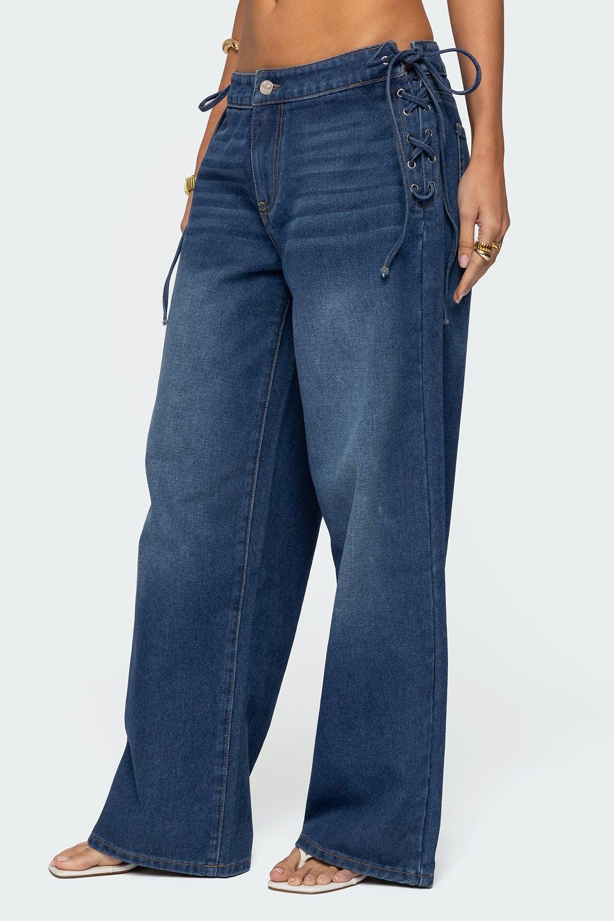 Katt Lace Up Baggy Jeans Product Image