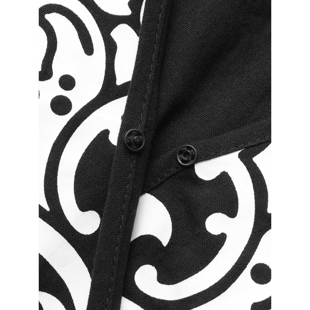 Plus Size Boho Print Overlap Collar Midi Dress Black Women Resort Non Overlap Collar Long Sleeve Curvy BloomChic 10/M Product Image