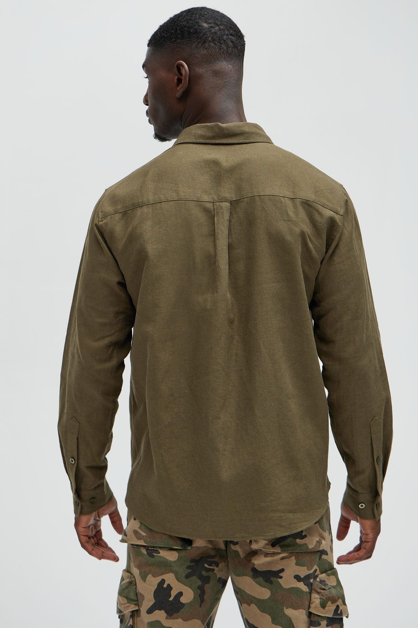 Bahamas Linen Long Sleeve Shirt - Olive Product Image