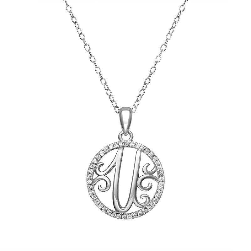 PRIMROSE Sterling Silver Cubic Zirconia Initial Pendant Necklace, Women's, Size: 18" Product Image