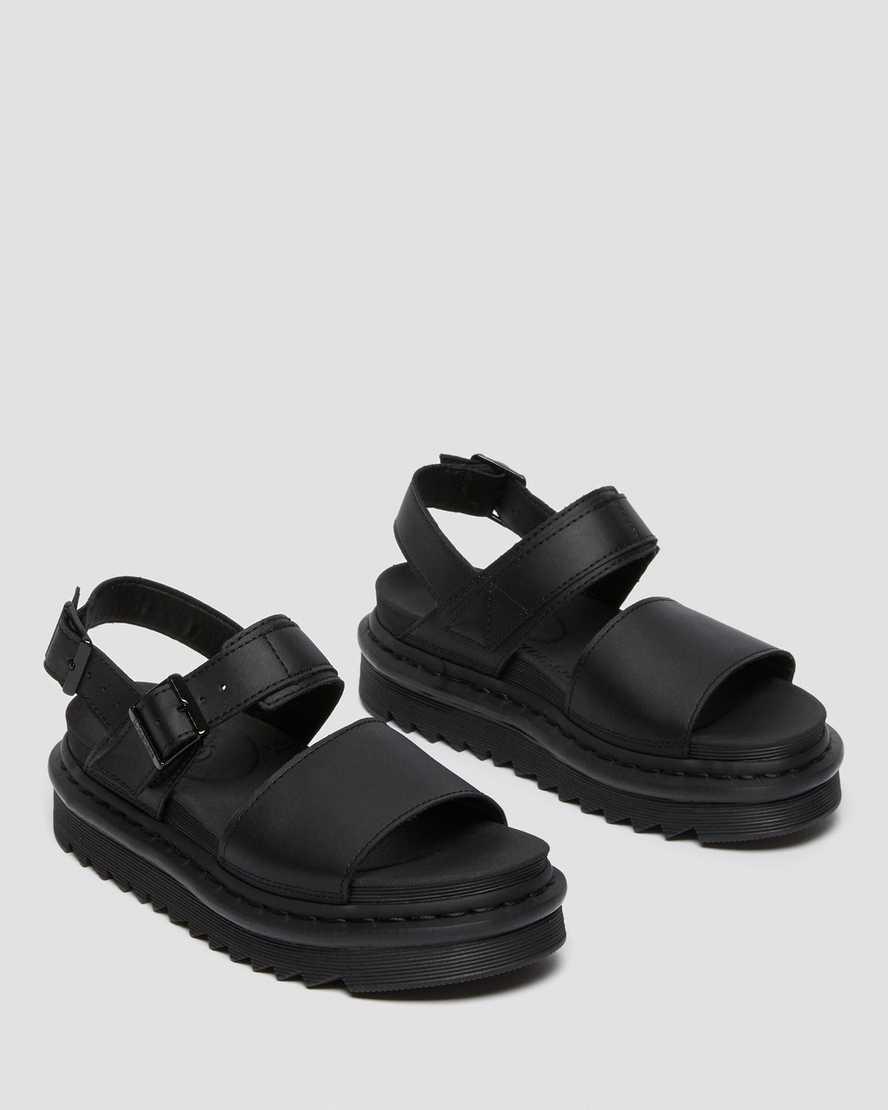 Dr Martens Voss black Leather Flat Chunky Sandals Product Image