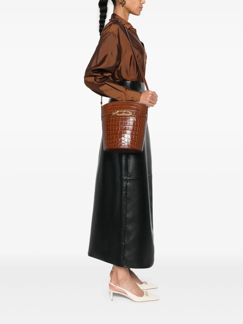 medium croc-effect bucket bag Product Image