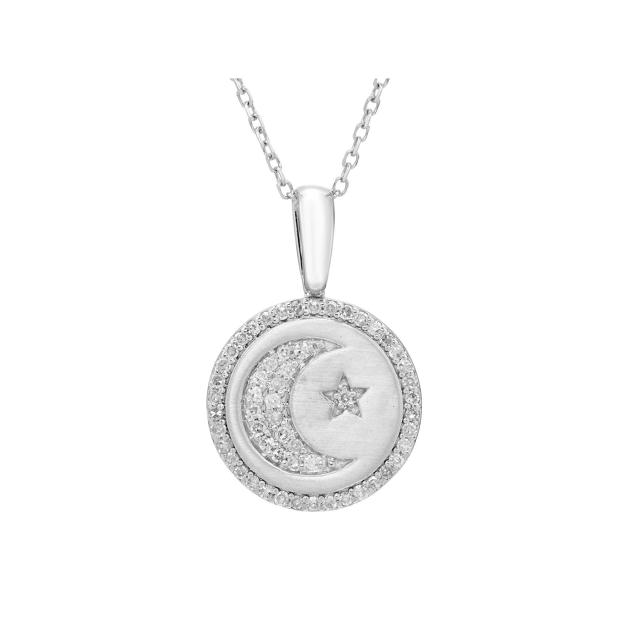 Its Personal Sterling Silver & Diamond-Accent Moon Star Pendant Necklace, Womens Product Image