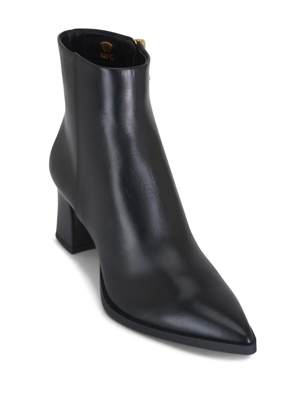 SANTONI Halfrida Napa Zip Ankle Booties In Black Product Image