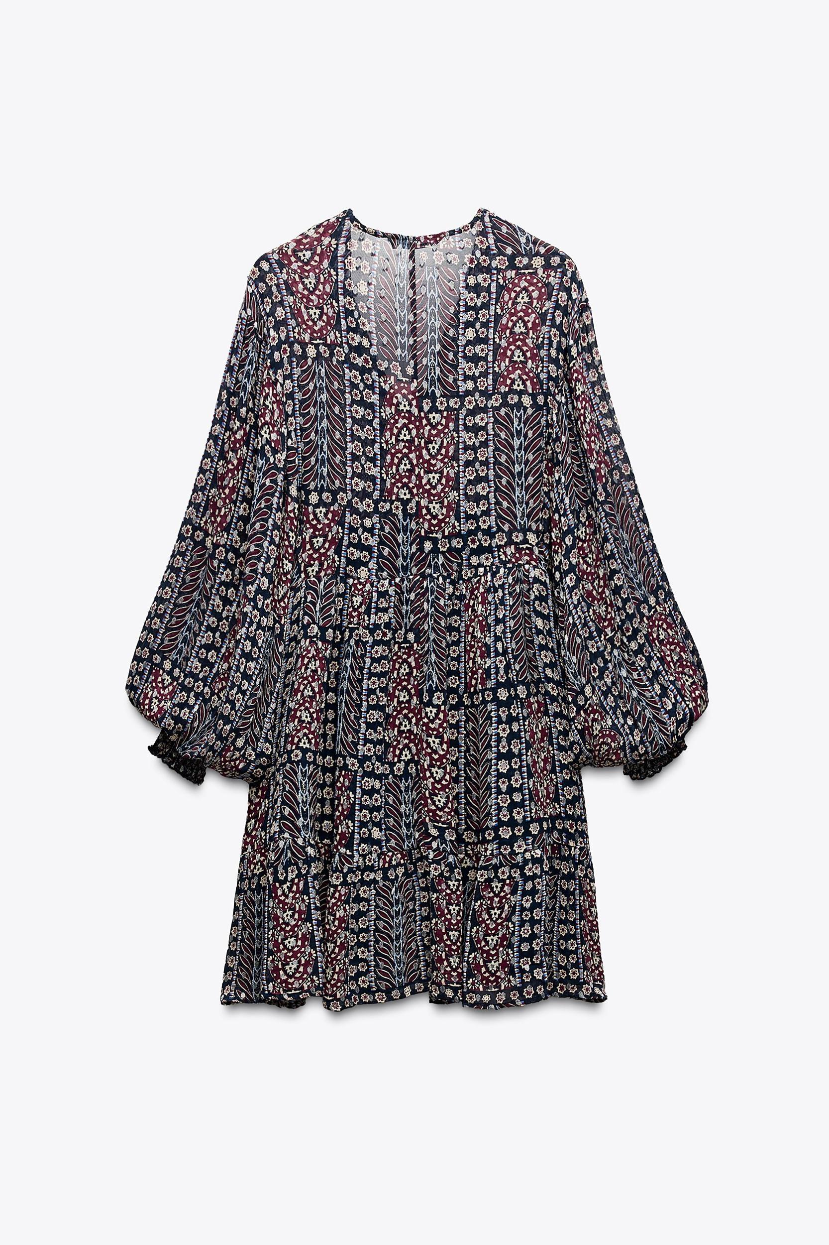 METALLIC THREAD PRINTED DRESS Product Image