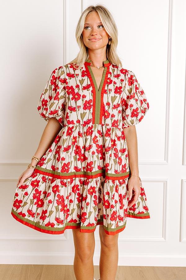 Fresh Horizon Floral Mini Dress in Rust Product Image
