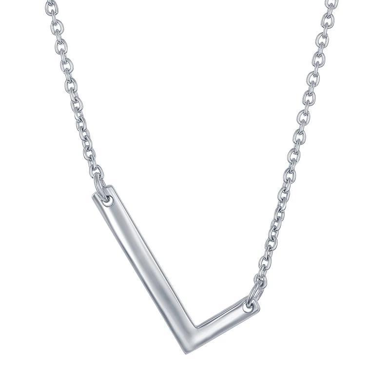 Sterling Silver Sideways Initial Necklace, Womens Sterling B Product Image