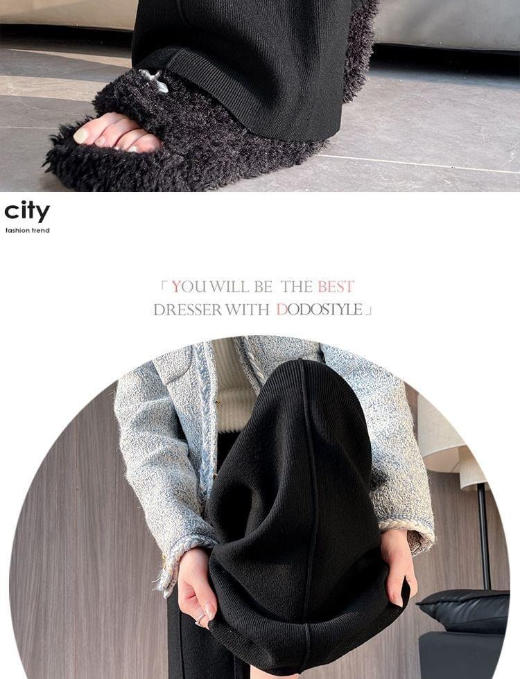 High Rise Lace-Up Knit Wide Leg Pants Product Image