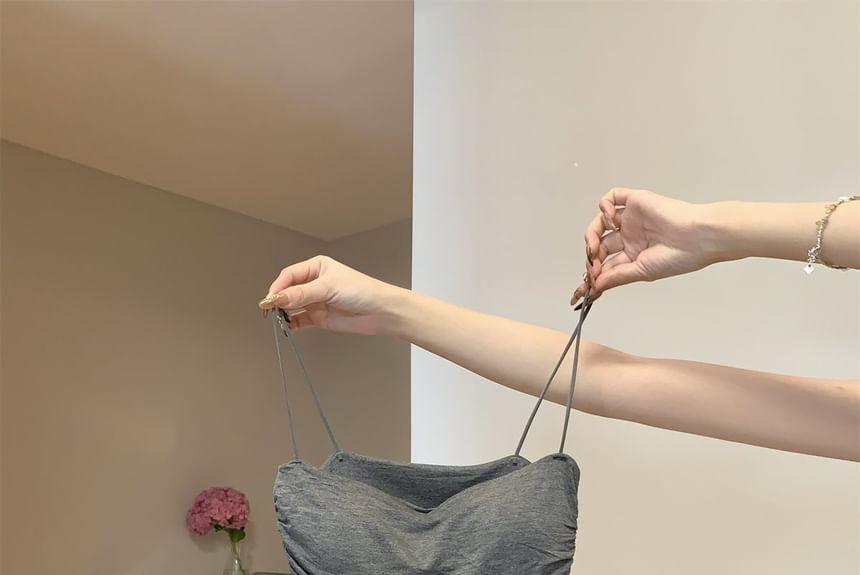 Plain Ruched Padded Crop Cami Top Product Image