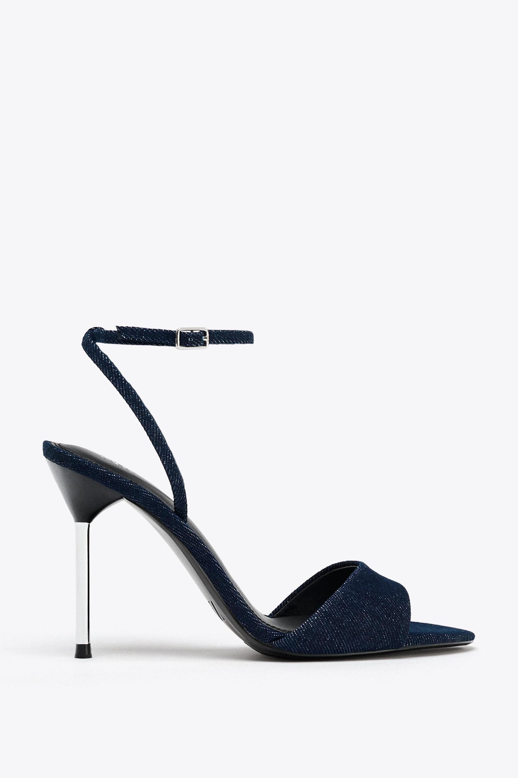 HIGH-HEELED DENIM SANDALS Product Image