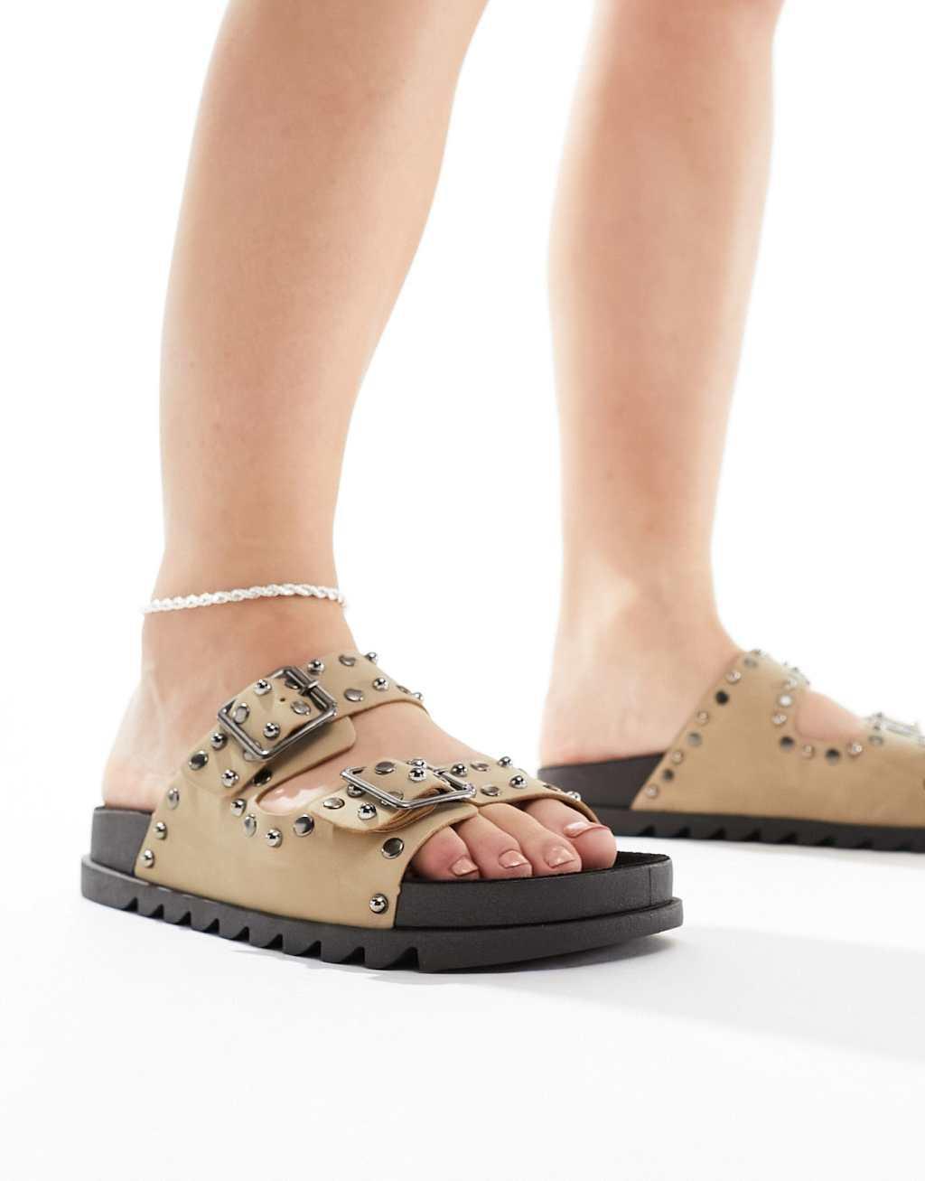 ASOS DESIGN Fantasy studded flat sandal Product Image