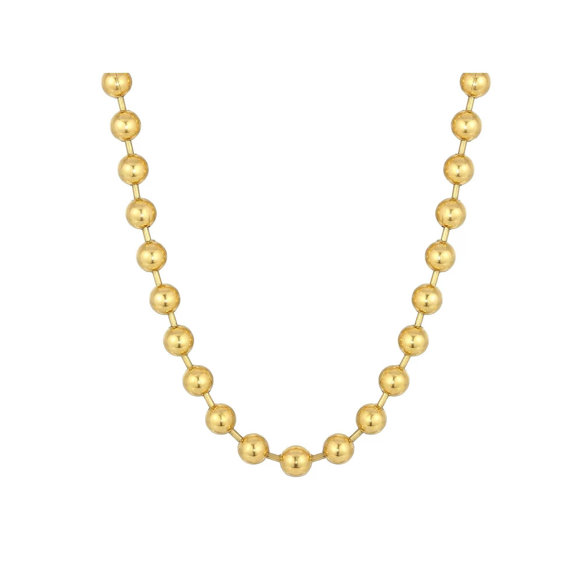 LYNX Stainless Steel Bead Chain Necklace, Womens Gold Tone Product Image