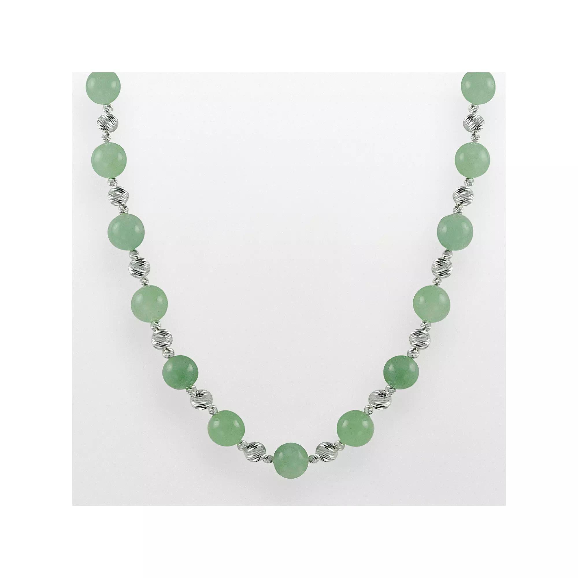 Sterling Silver Jade Bead Necklace, Womens Product Image