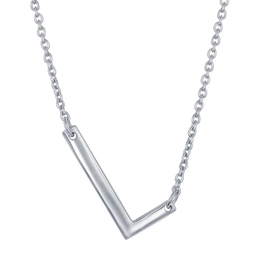 Sterling Silver Sideways Initial Necklace, Womens Sterling B Product Image
