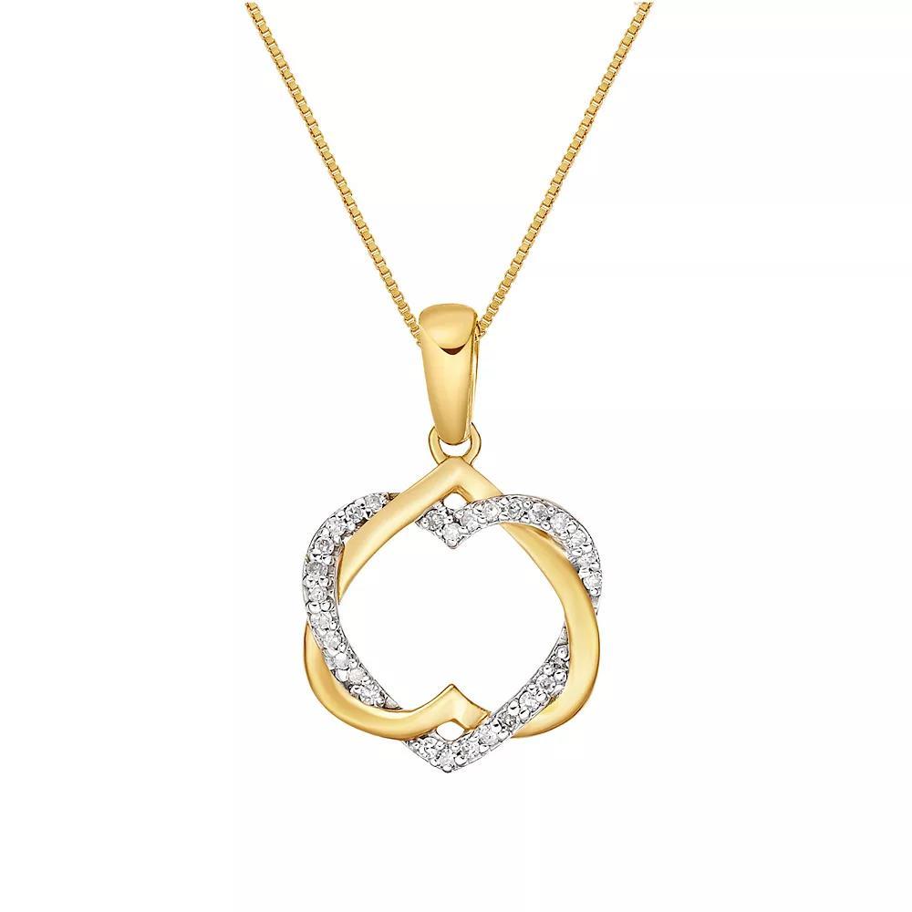 Gemminded 18k Gold Over Sterling Silver Diamond Accent Interlocked Hearts Pendant Necklace, Women's, Size: 18", Gold Tone Product Image