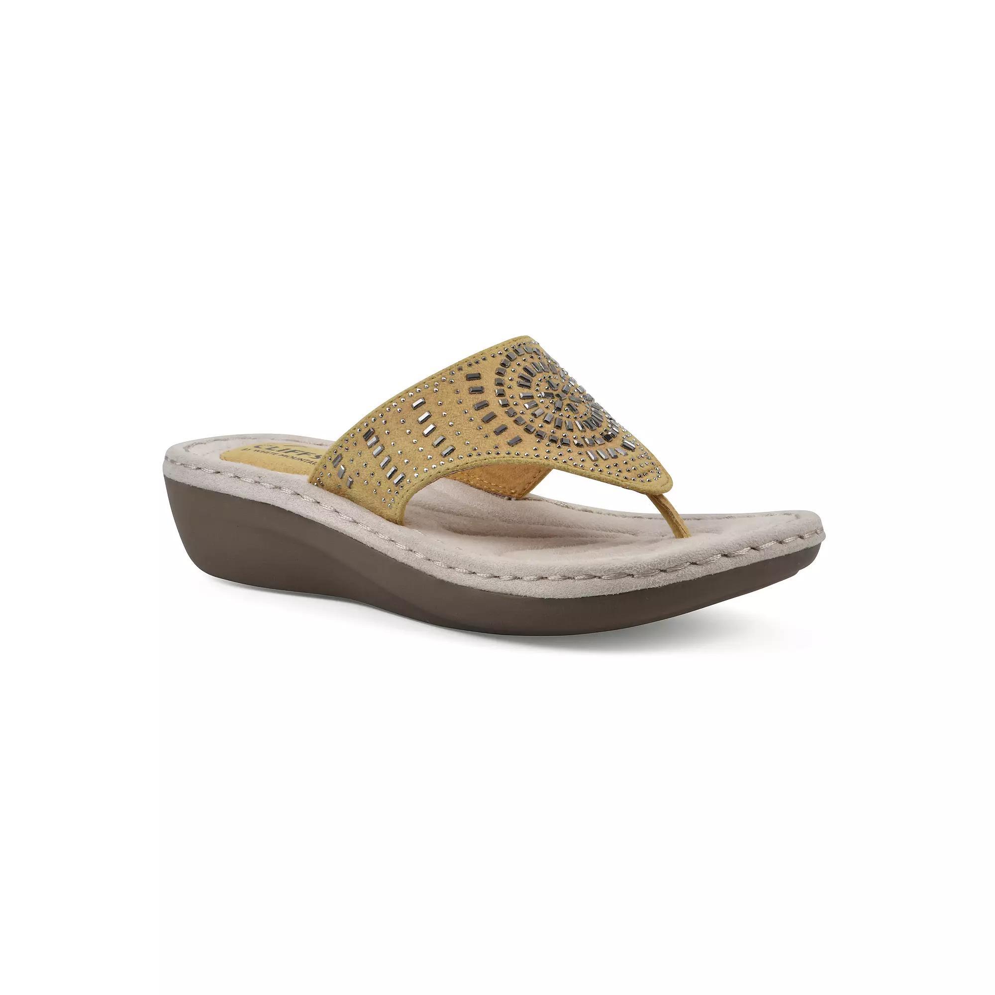 Cliffs By White Mountain Cienna Women's Thong Sandals, Size: 8 Wide, Marigold Fabric Product Image