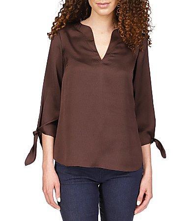 MICHAEL Michael Kors Solid Satin Tie Top (Bright Terracotta) Women's Blouse Product Image