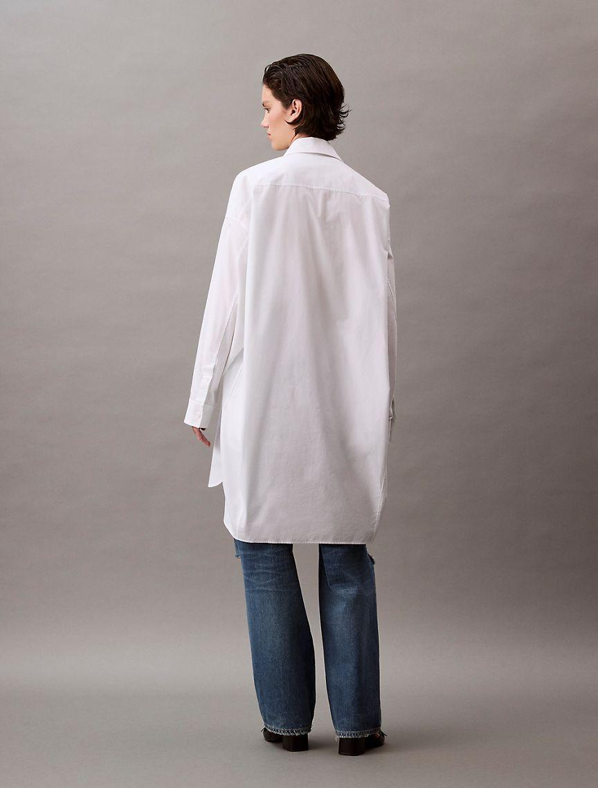 Calvin Klein Women's Poplin Relaxed Shirt Dress - White - XS Product Image