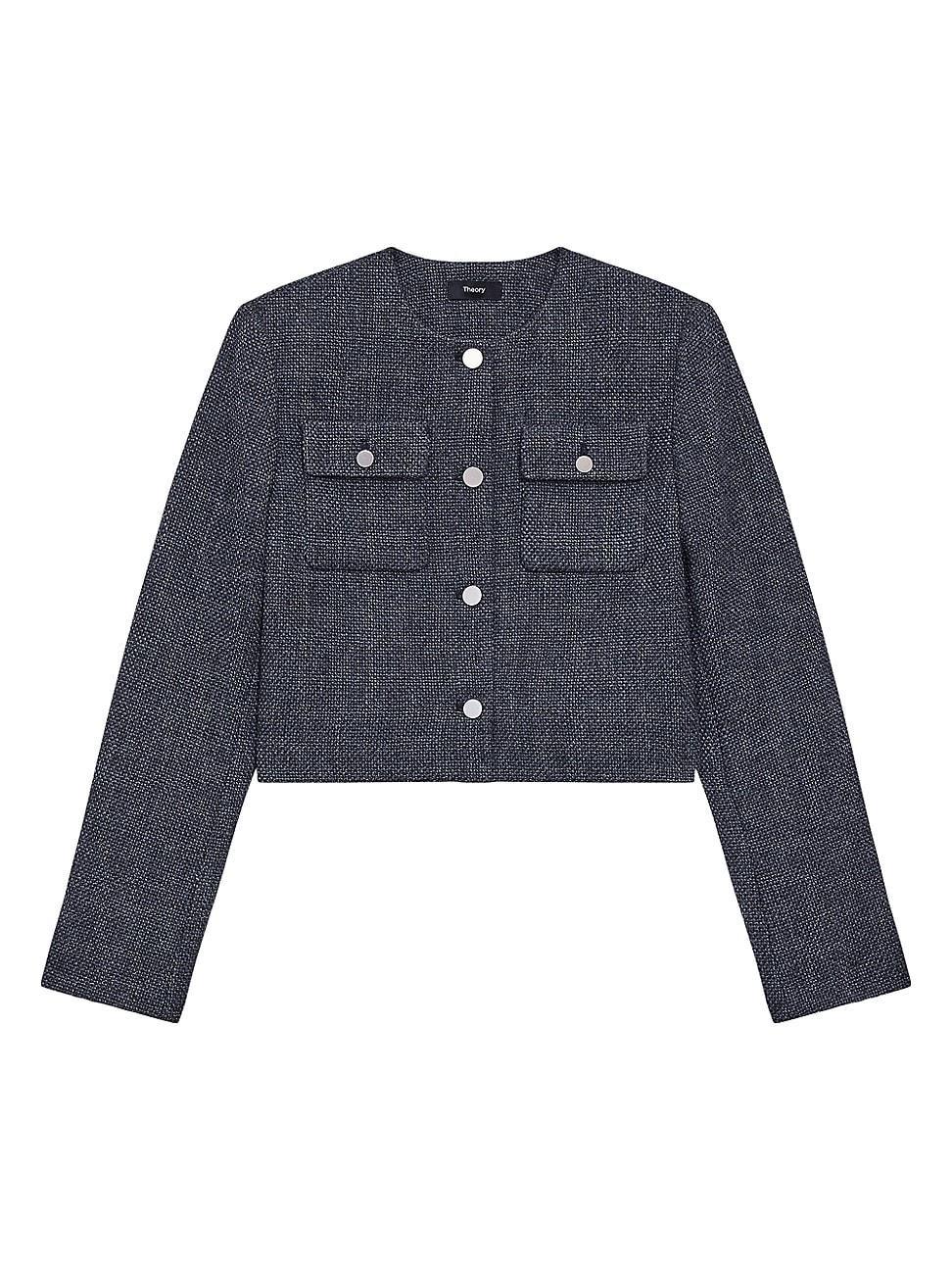 Womens Button-Front Crop Jacket Product Image