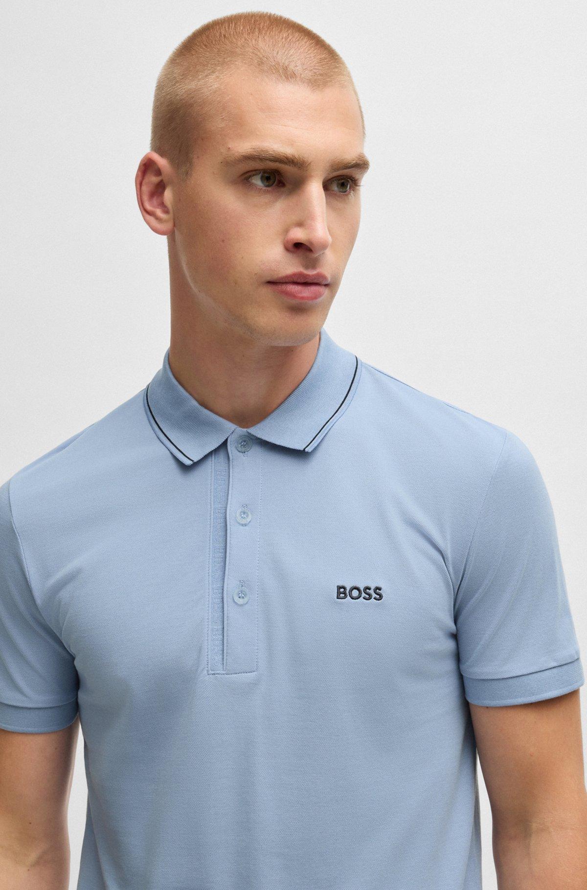 Cotton-piqué slim-fit polo shirt with tonal logo Product Image