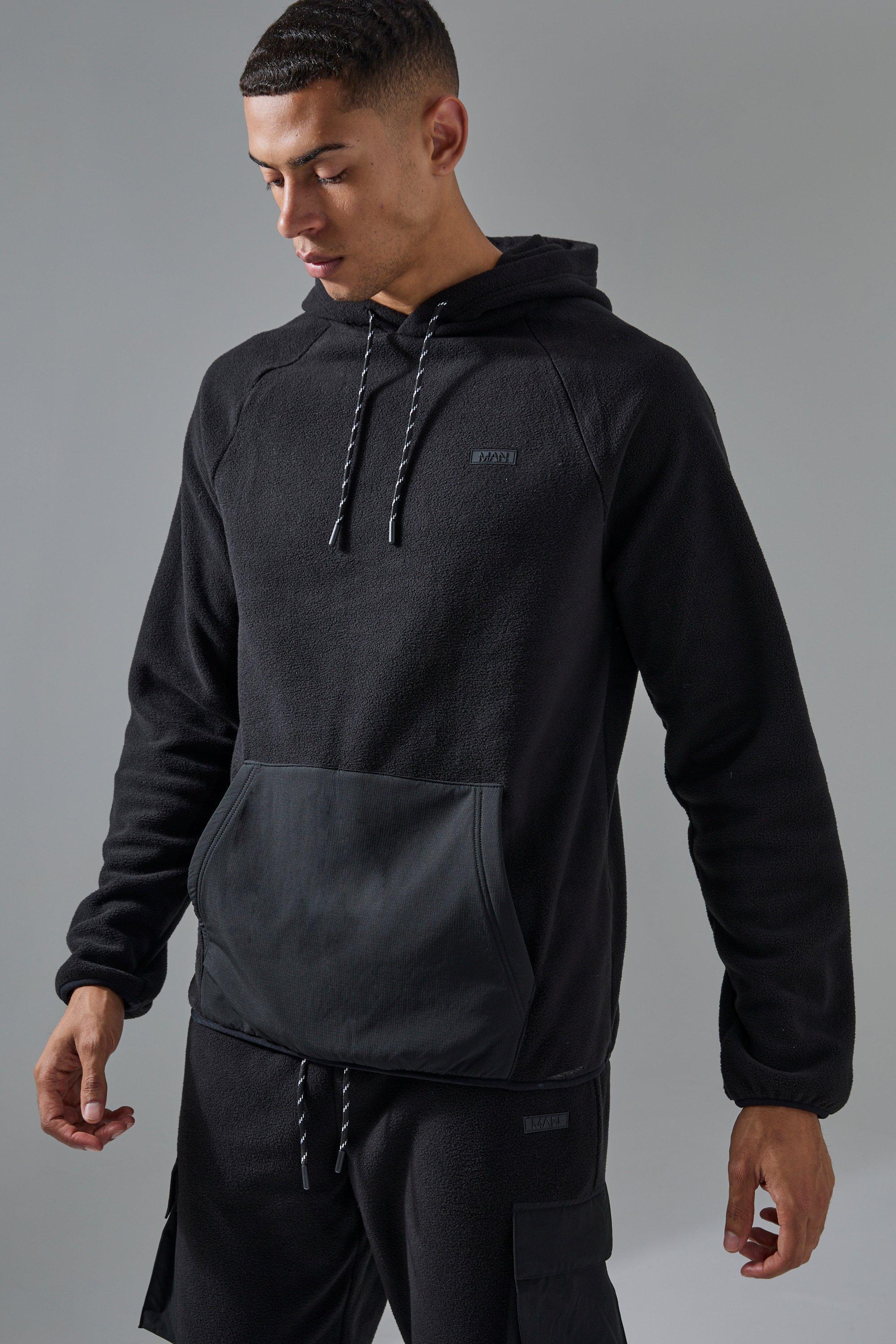 Mens Green Man Active Fleece Hoodie, Green Product Image