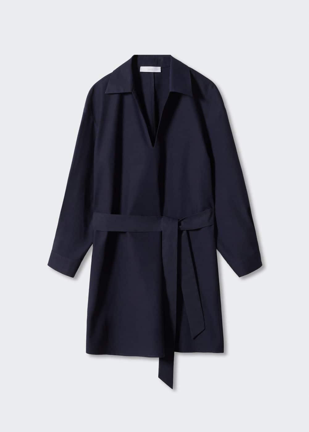 Mango cinched tie waist shirt dress Product Image