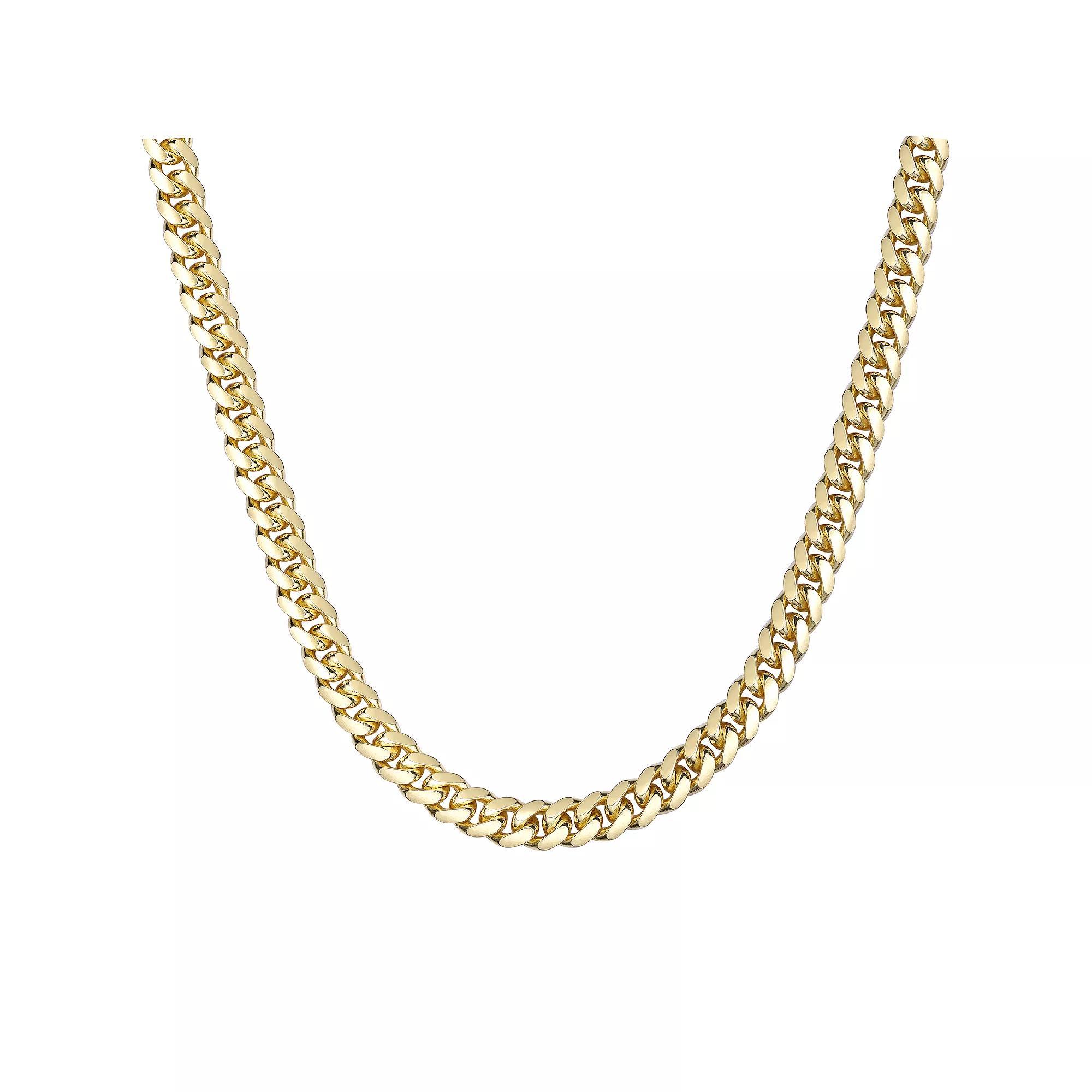 Men's LYNX 14k Gold Over Silver 8.6mm Miami Cuban Chain Necklace, Size: 24", Gold Tone Product Image