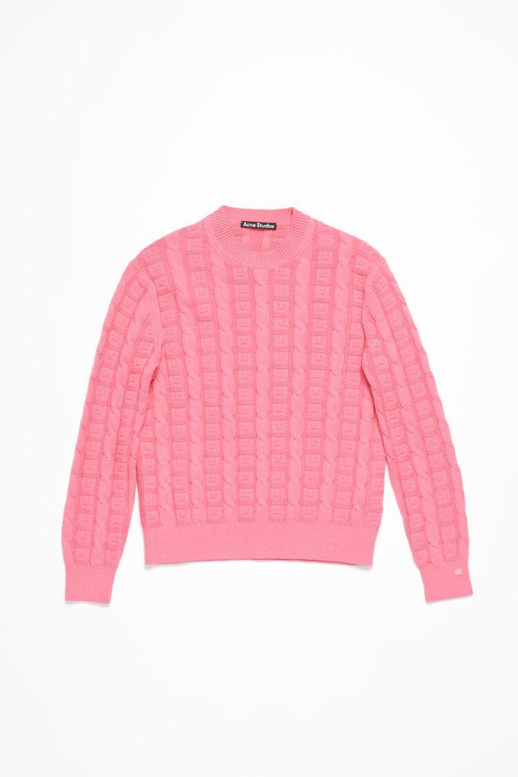 ACNE STUDIOS Cable Wool Jumper Tango Pink Product Image