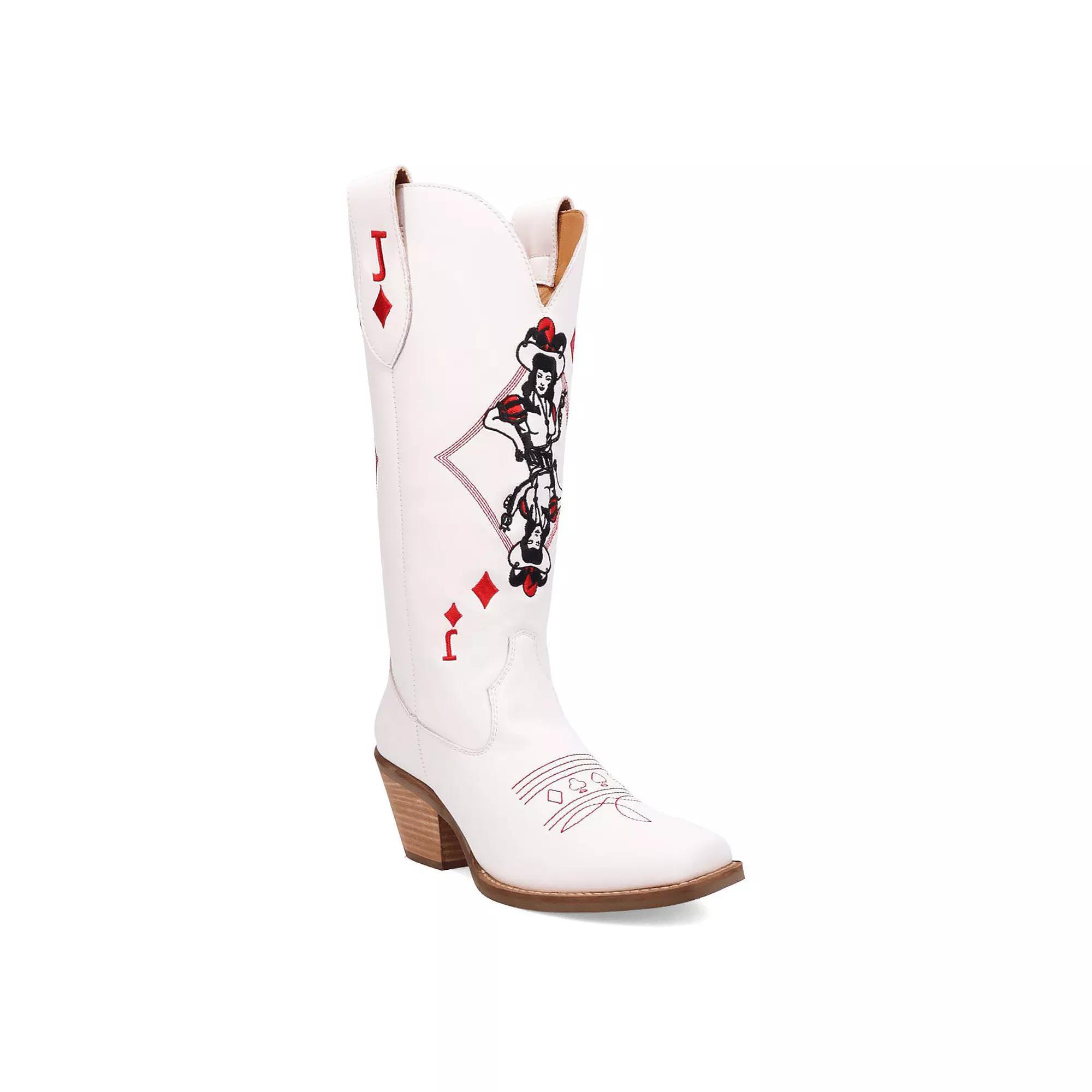 Dingo Jack Of Diamonds Women's Leather Boots, Size: 7, White Product Image
