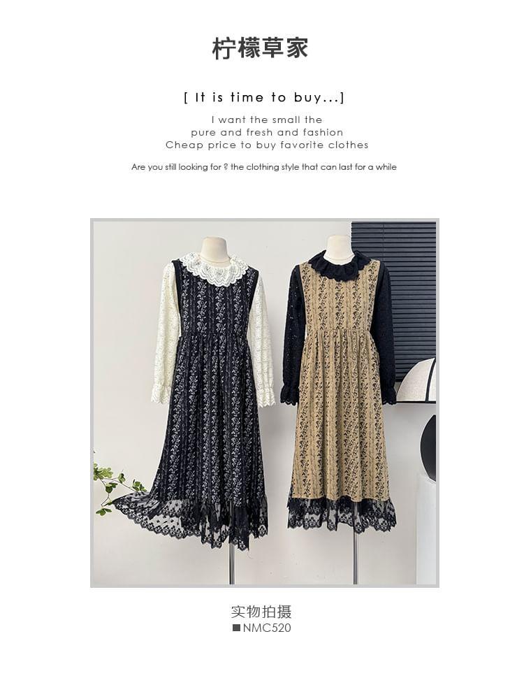 Lace-Trim A-Line Tank Dress / Ruffled Loose Top Product Image