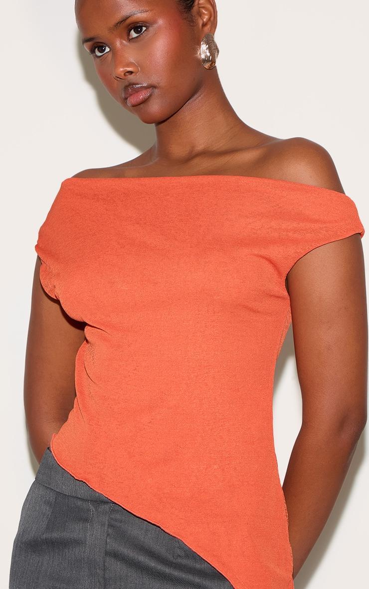 Paprika Burnout Mesh Asymmetric Long Top Product Image